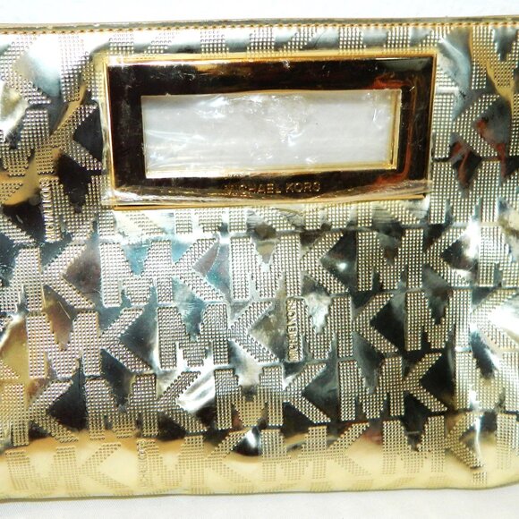 Michael Kors Gold Metallic Over-sized Wallet Clutch - Picture 3 of 10